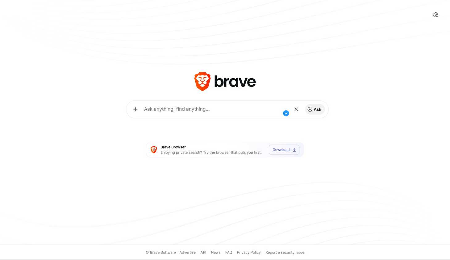 Brave Search homepage