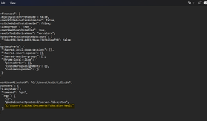 The claude_desktop_config.json file showing the Filesystem MCP server configured with an Obsidian vault path.