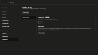 The Developer settings screen in Claude Desktop with the Edit Config button highlighted.