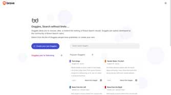 Goggles page in Brave Search
