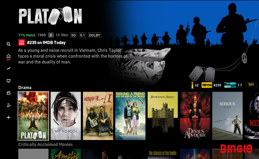 The Kodi movie interface.