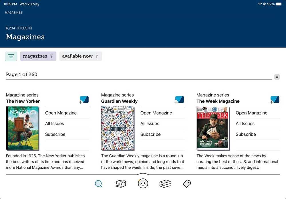 Libby's magazine browsing screen