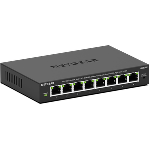 The Netgear GS308E managed switch supports link aggregation with eight ports and silent operation.