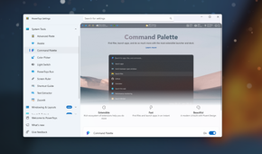 PowerToys Settings Command Palette feature page showing description and enable toggle