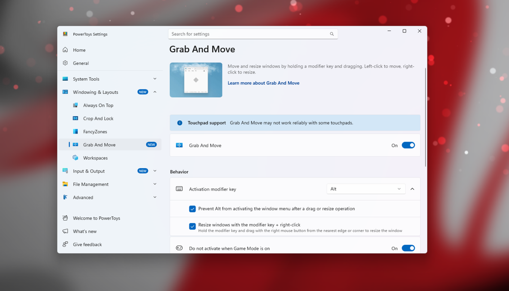 Grab and Move lets you drag windows from anywhere, not just the title bar