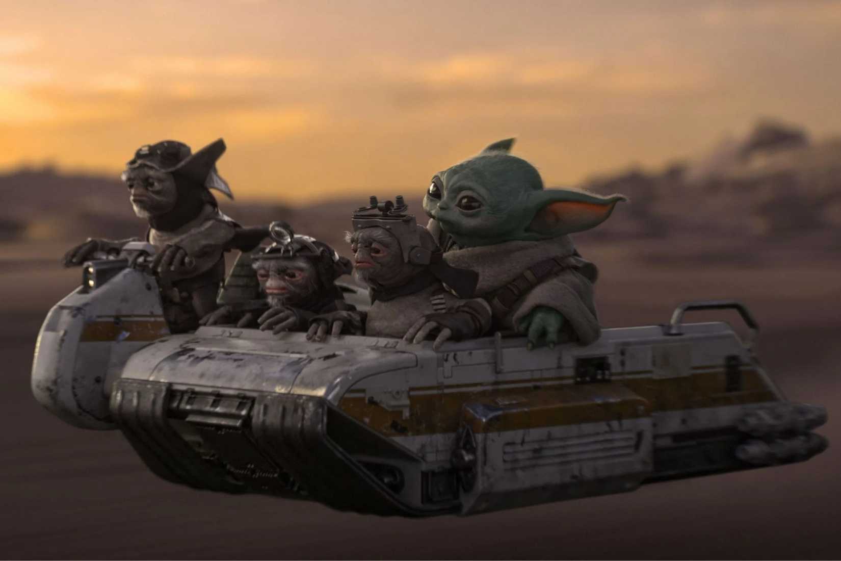 The Mandalorian and Grogu with aliens