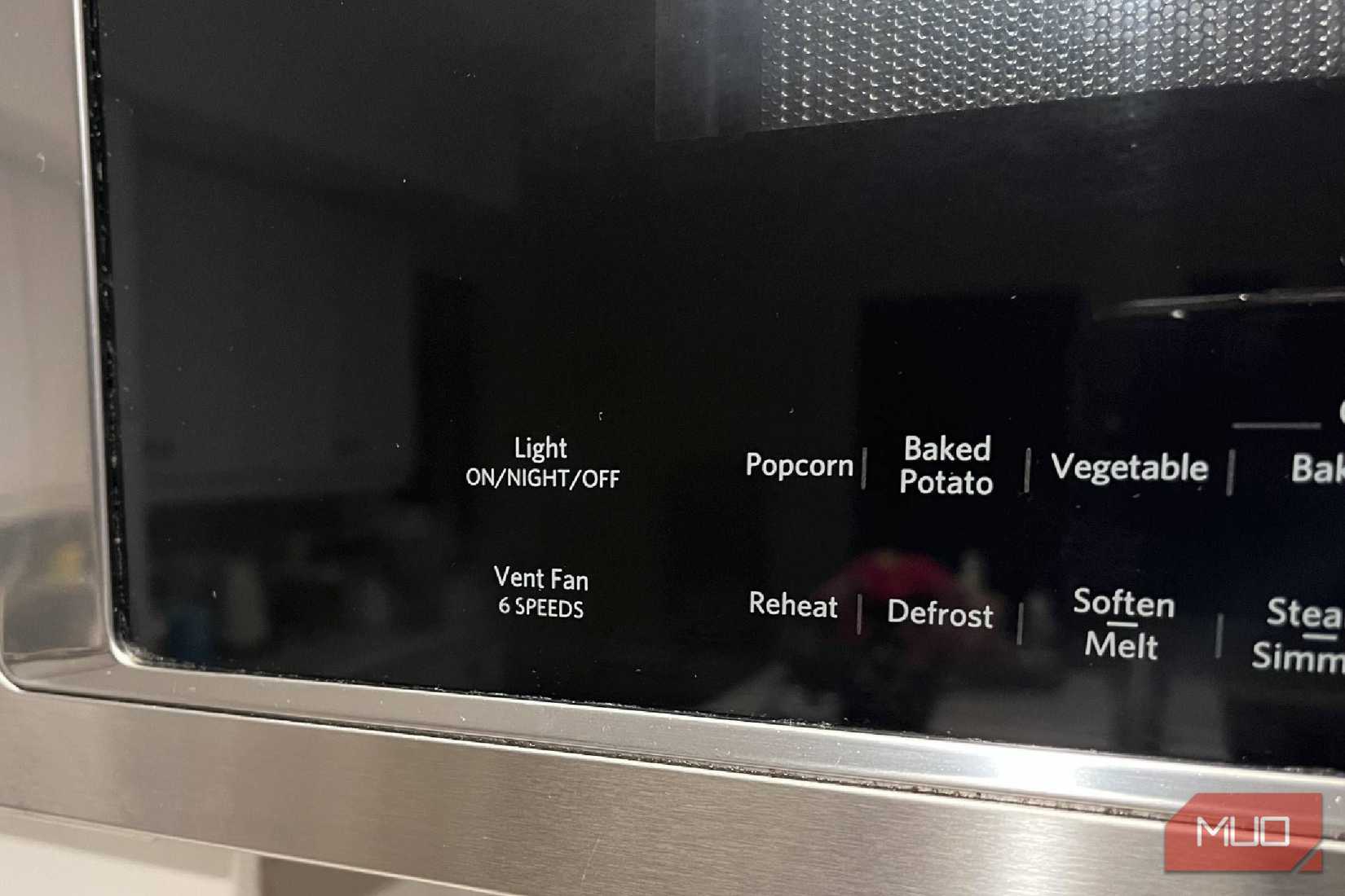 The vent fan settings on a microwave
