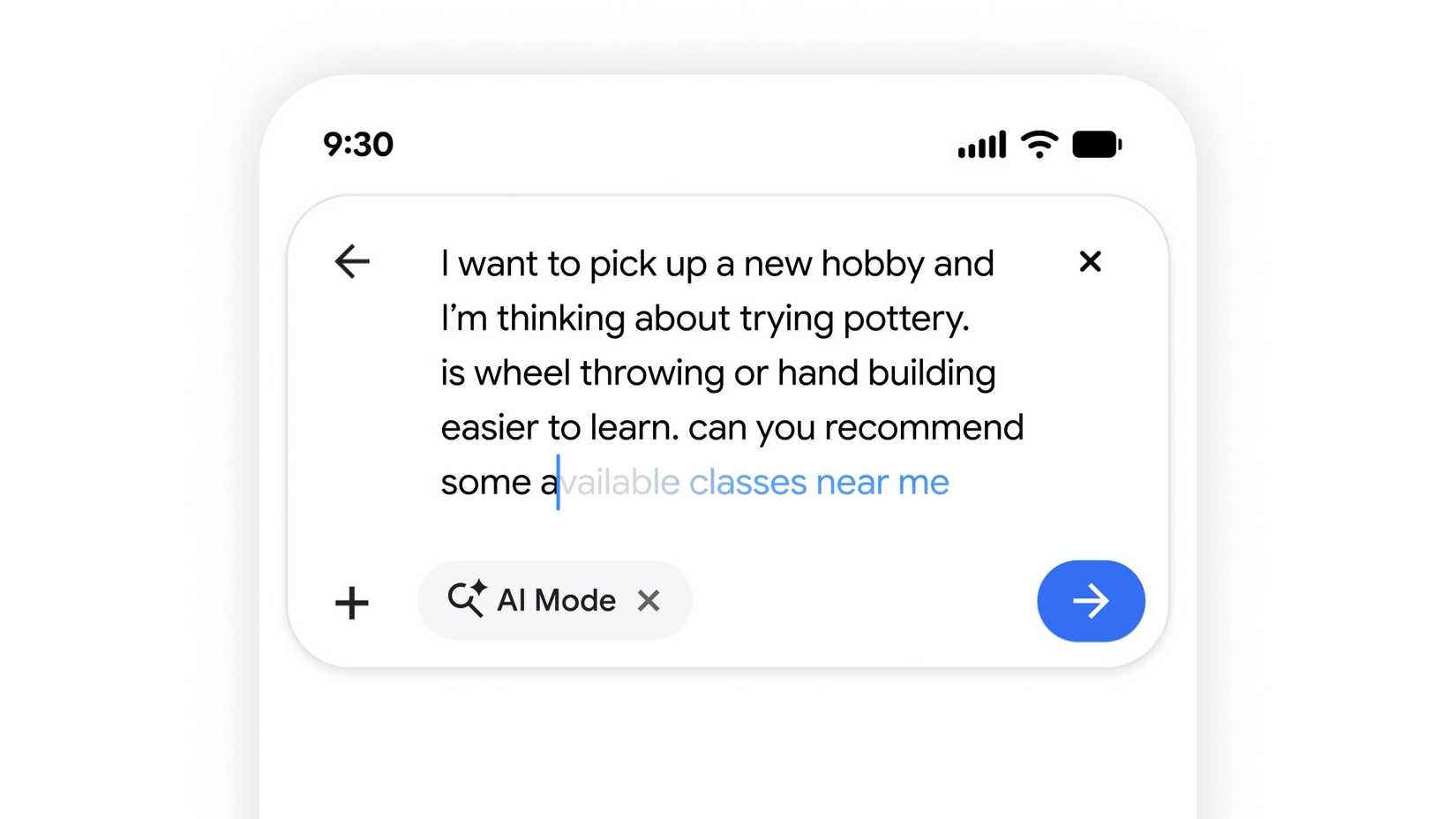 The updated Google Search box expanding for a long query