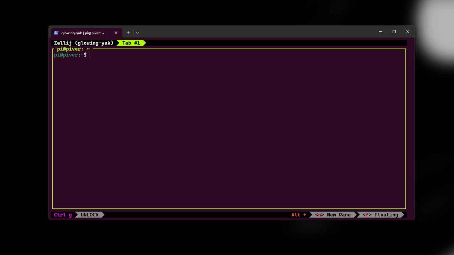 Zellij running in Windows Terminal with a single empty pane