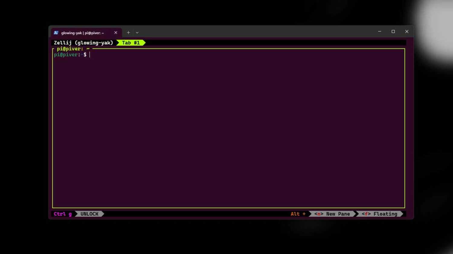 Zellij running in Windows Terminal with a single empty pane