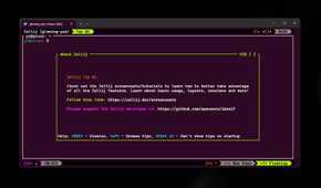 Zellij welcome screen showing a tip about screencasts and tutorials