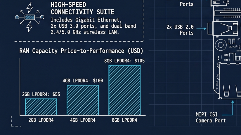 Zoom in on the RAM price to performance chart in NotebookLM's Raspberry Pi 4 infographic