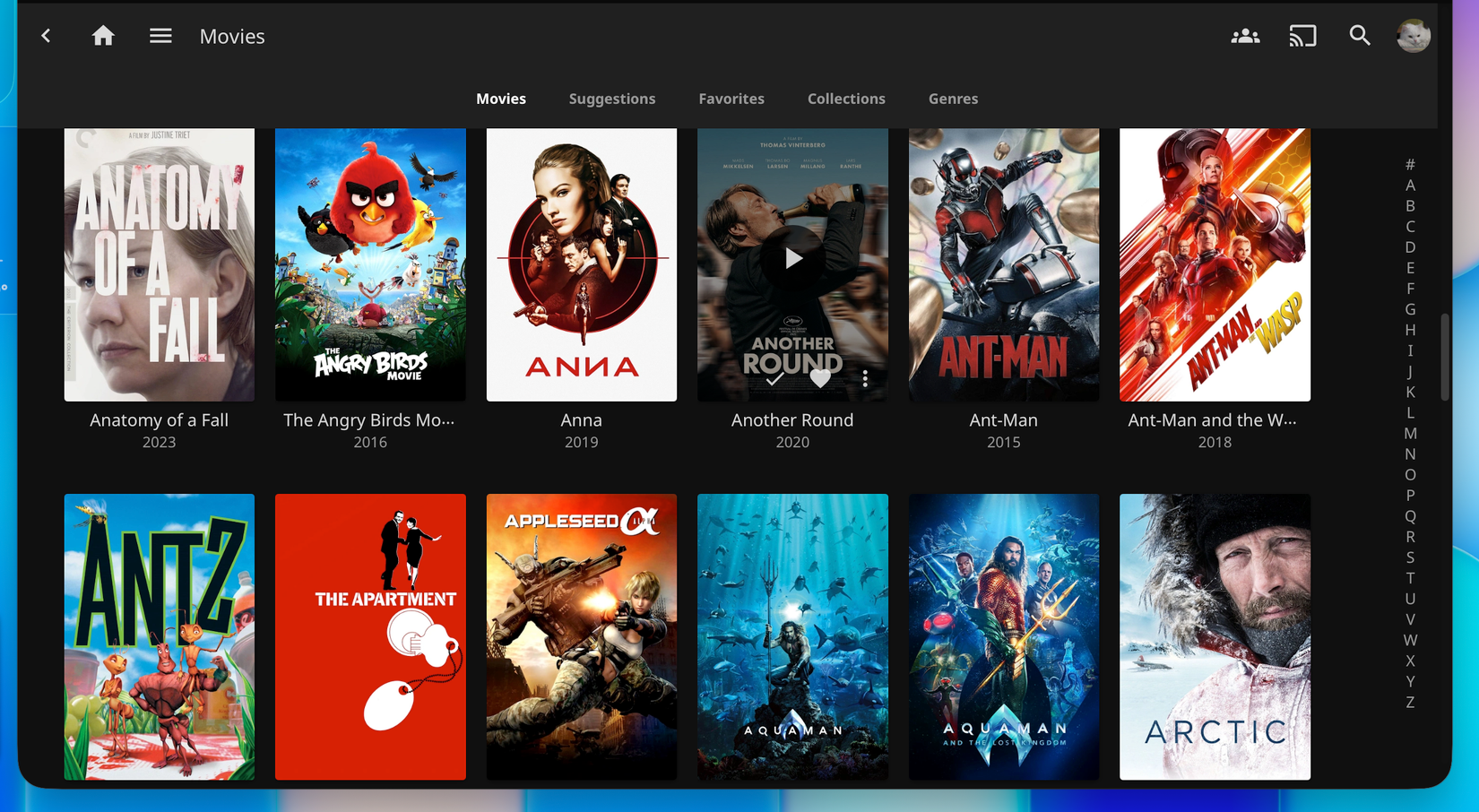 A jellyfin movie library showing some movies