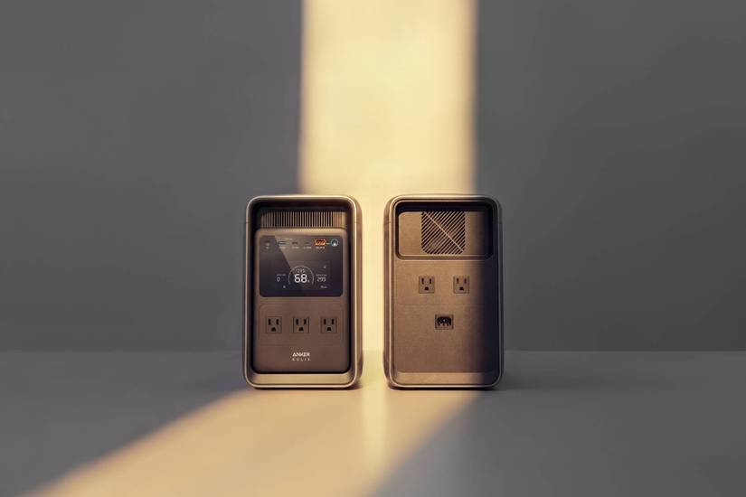 Anker SOLIX S2000 front and back in front of white/grey wall