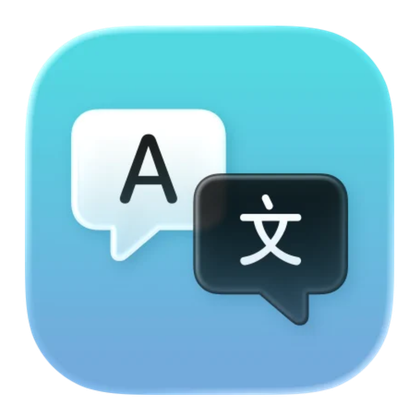 The Apple Translate app against a transparent background.