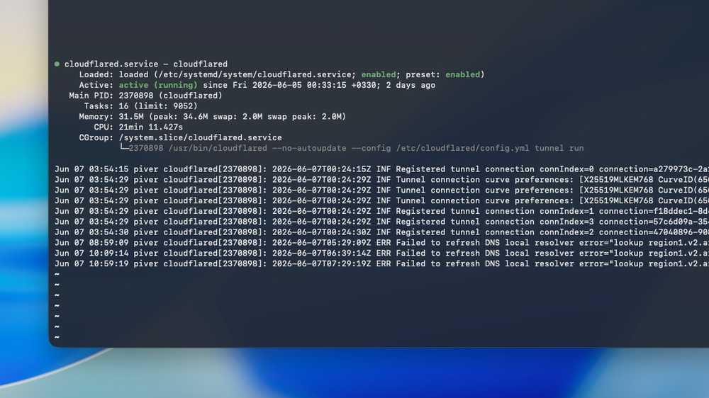 The cloudflared daemon running as a systemd service