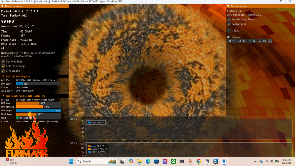FurMark's infamous donut stress test