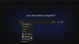 Gemini prompt box showing the @Google Keep connector being typed.