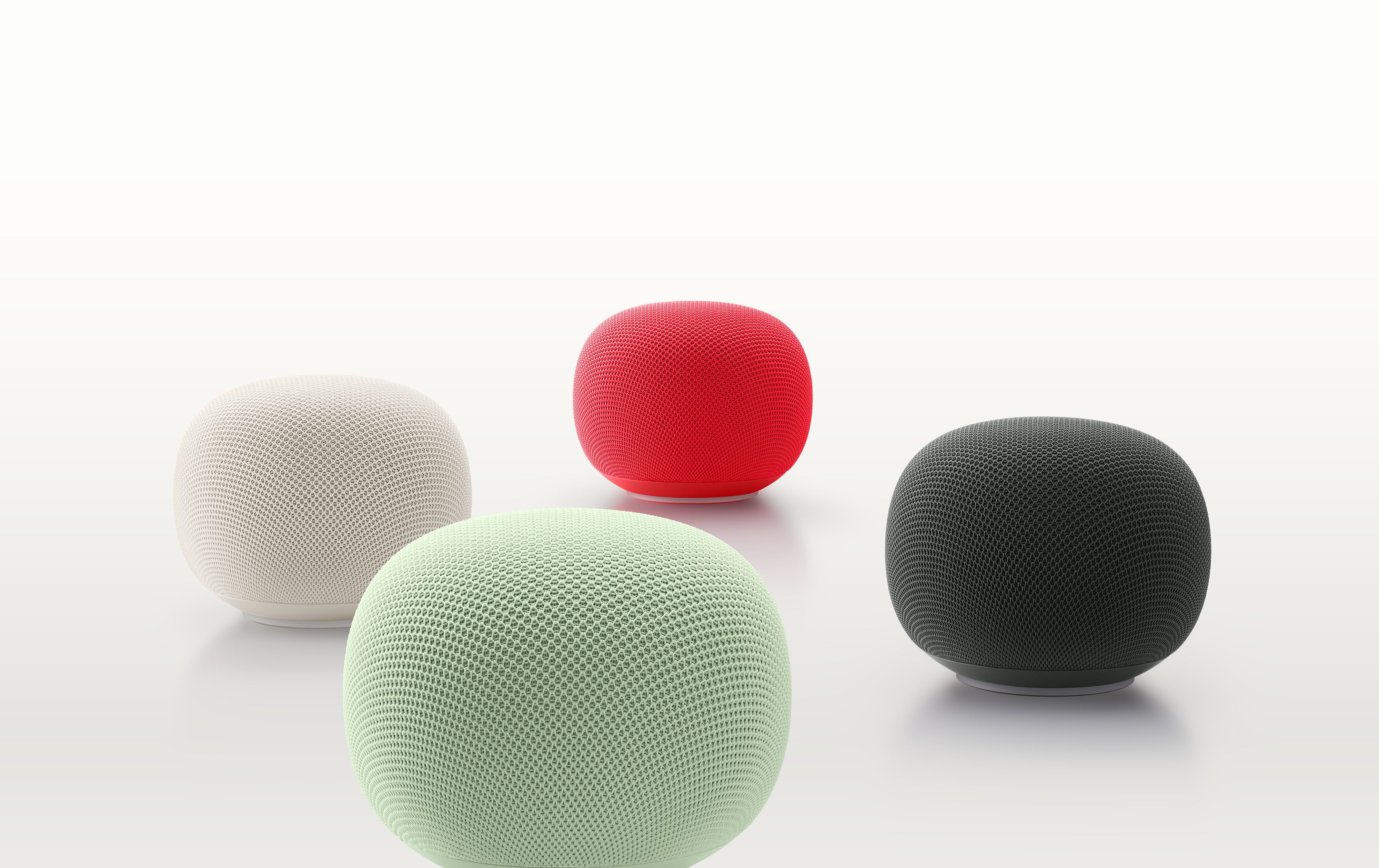 All four colors of the Google Home Speaker.