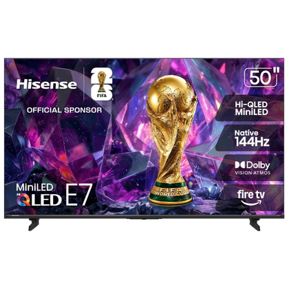 The Hisense E7 50-inch TV against a transparent background. 