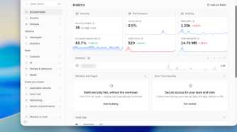 Home page of Cloudflare admin panel