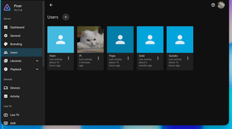 Jellyfin admin panel showing the user accounts