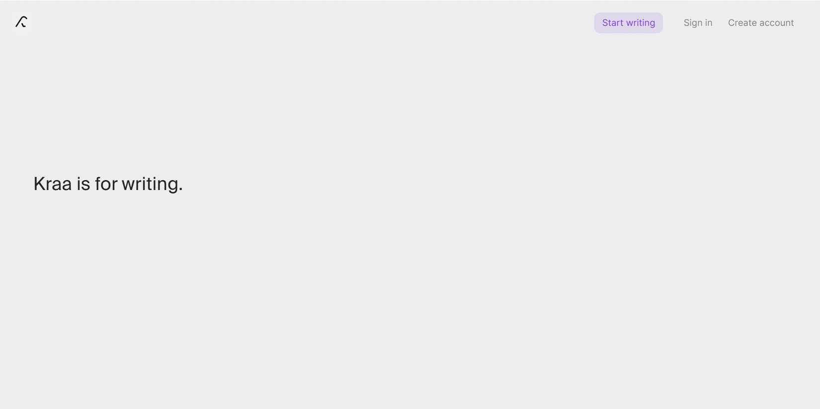 A blank Kraa.io leaf open in a browser with no login screen or setup required.