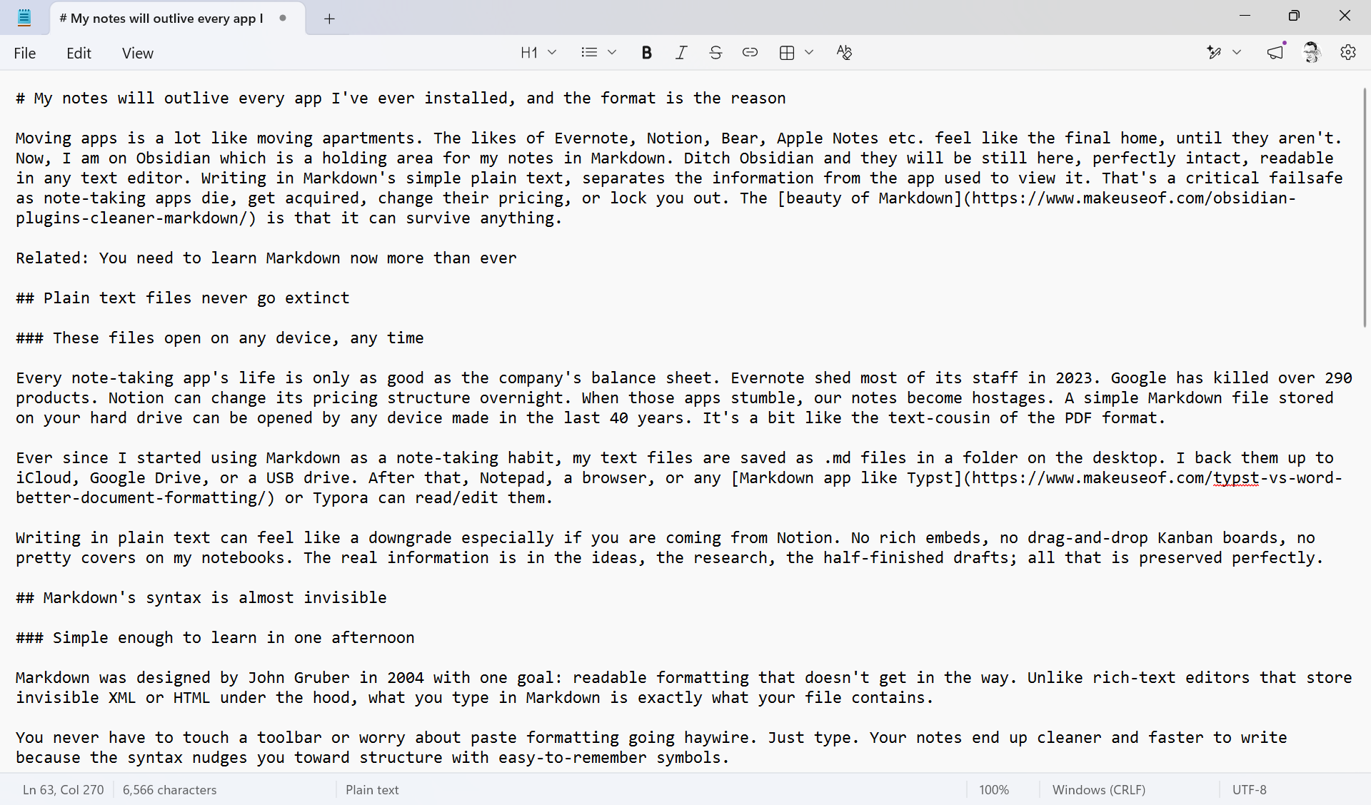My notes will outlive every app I've ever installed, and the format is ...