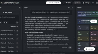 A NotebookLM chat response reflecting the tone and format set in custom instructions.