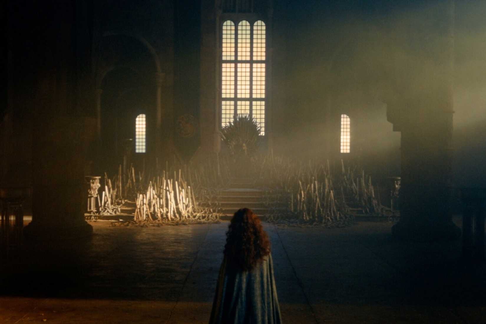 Alicent Hightower approaches the Iron Throne in House of the Dragon Season 3