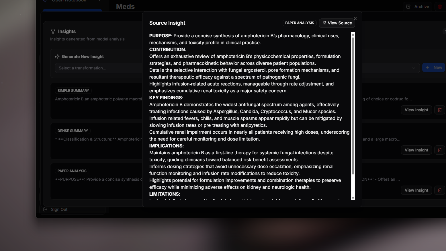 Source insight in Open Notebook