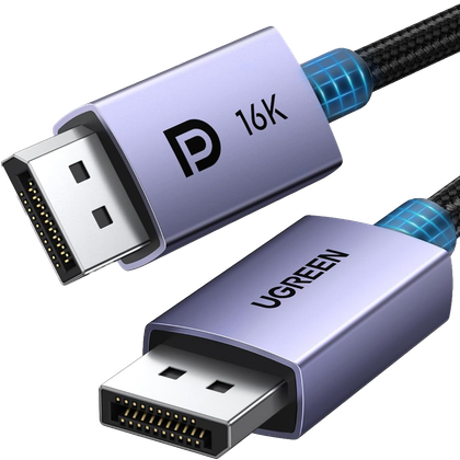 كابل Ugreen DisplayPort على خلفية شفافة.