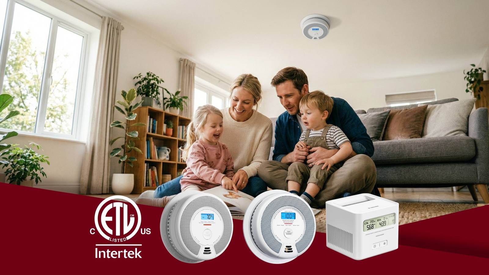 A family with X-Sense SC07-W smoke and CO alarms