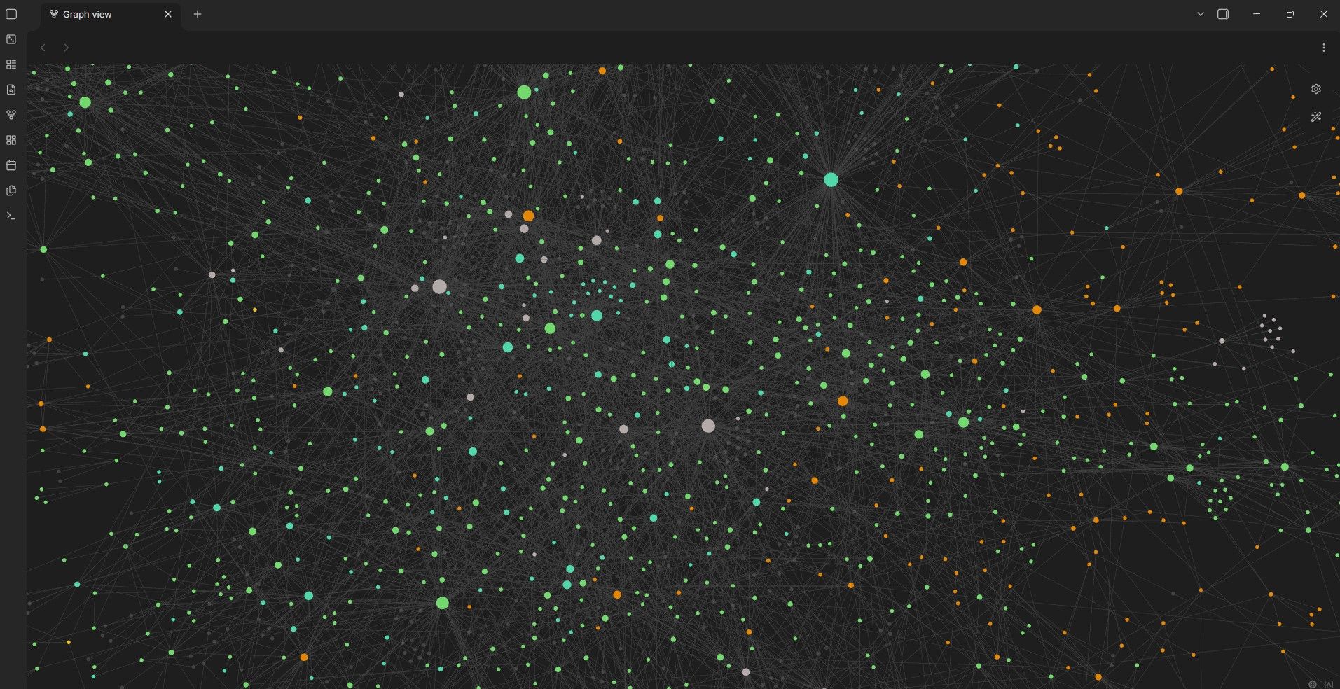 A massive Obsidian vault displayed in graph view