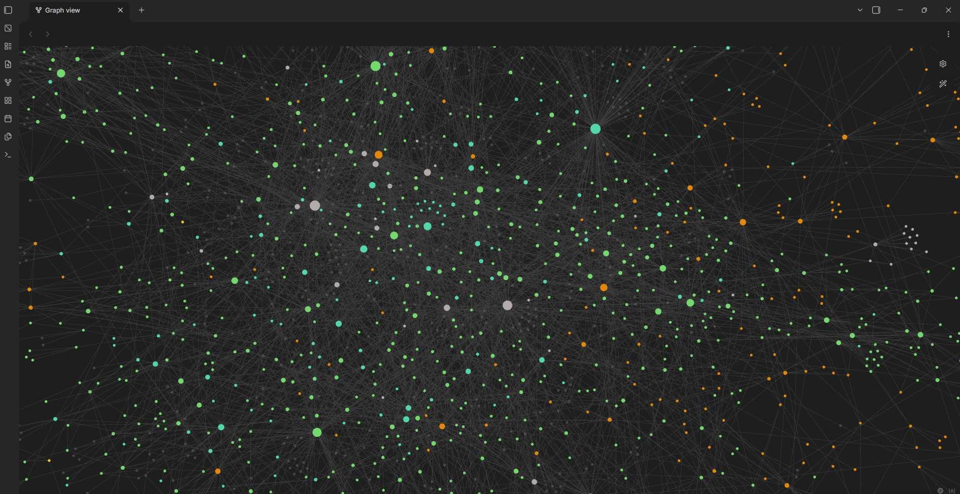 A massive Obsidian vault displayed in graph view