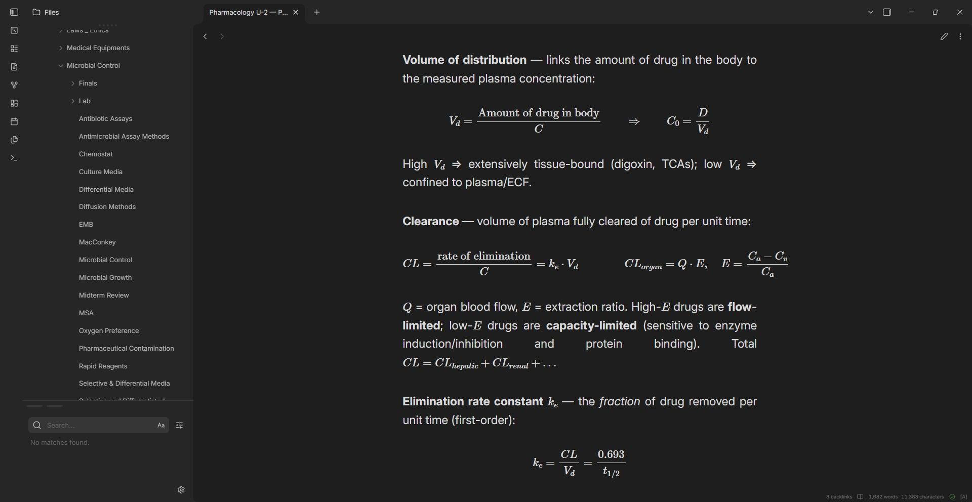 An Obsidian note with formulas 
