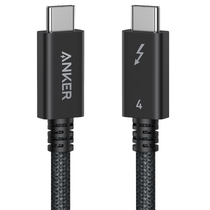 كابل Anker Thunderbolt 4 على خلفية شفافة.