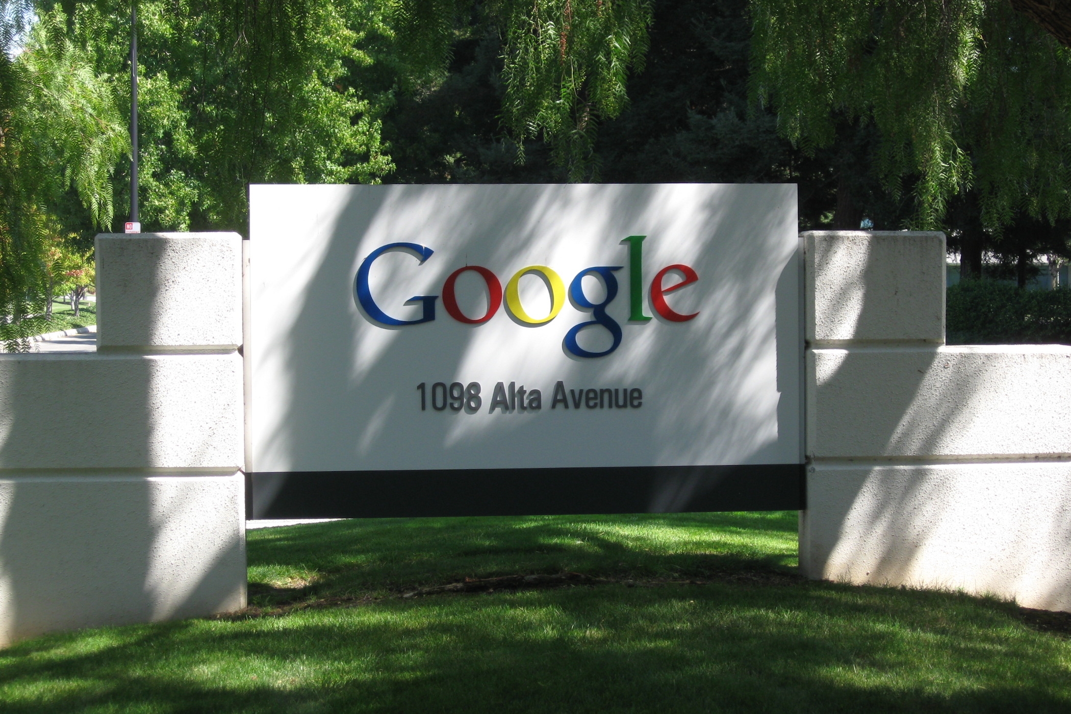 Google entrance sign at 1098 Alta Avenue