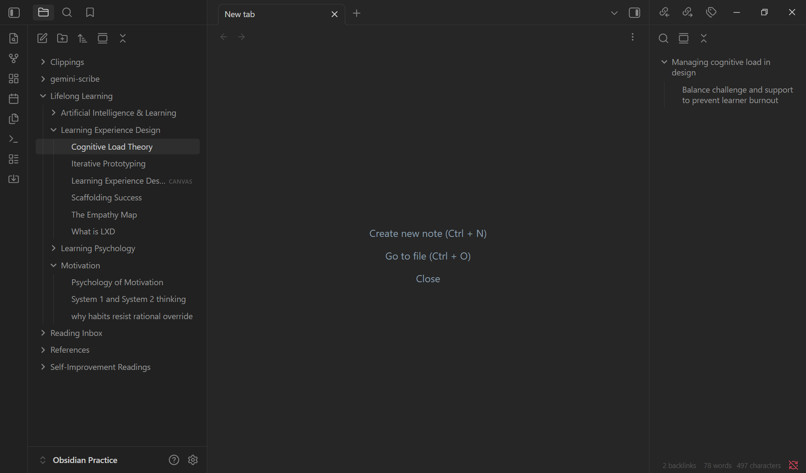 Cluttered nested folder structure in Obsidian's file explorer.