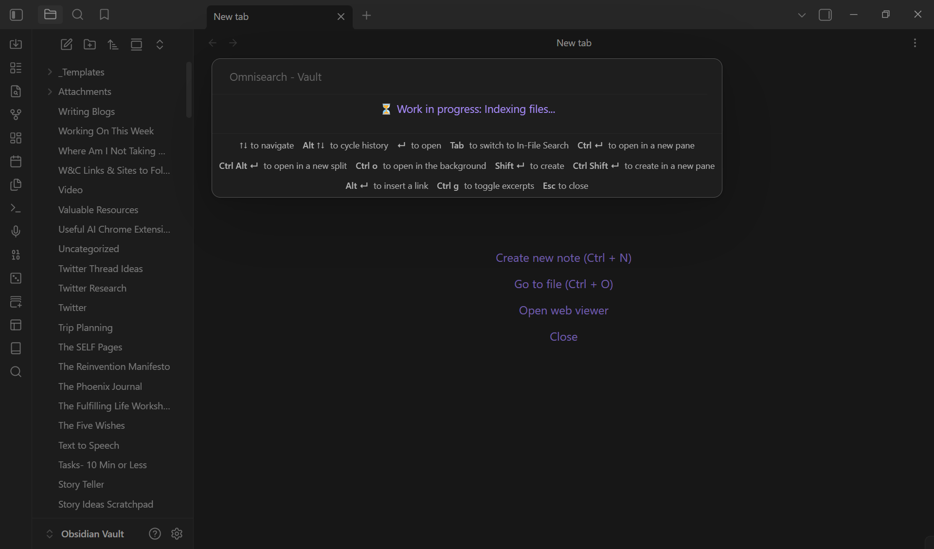 Omnisearch community plugin indexing files before search.