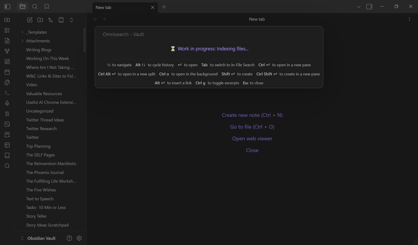 Omnisearch community plugin indexing files before search.