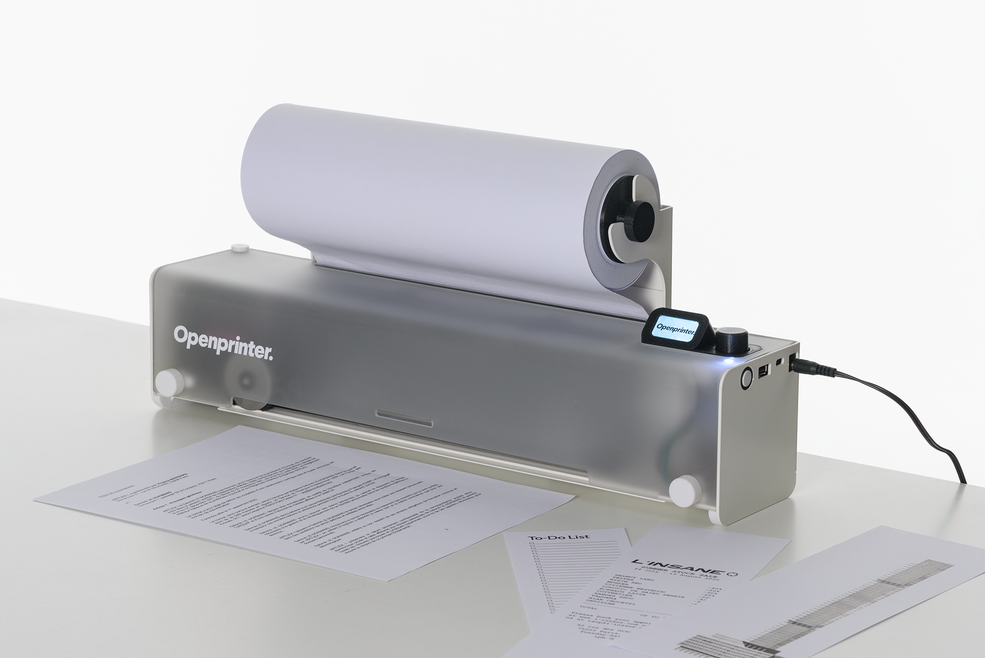 OpenPrinter sample kept on a desk.