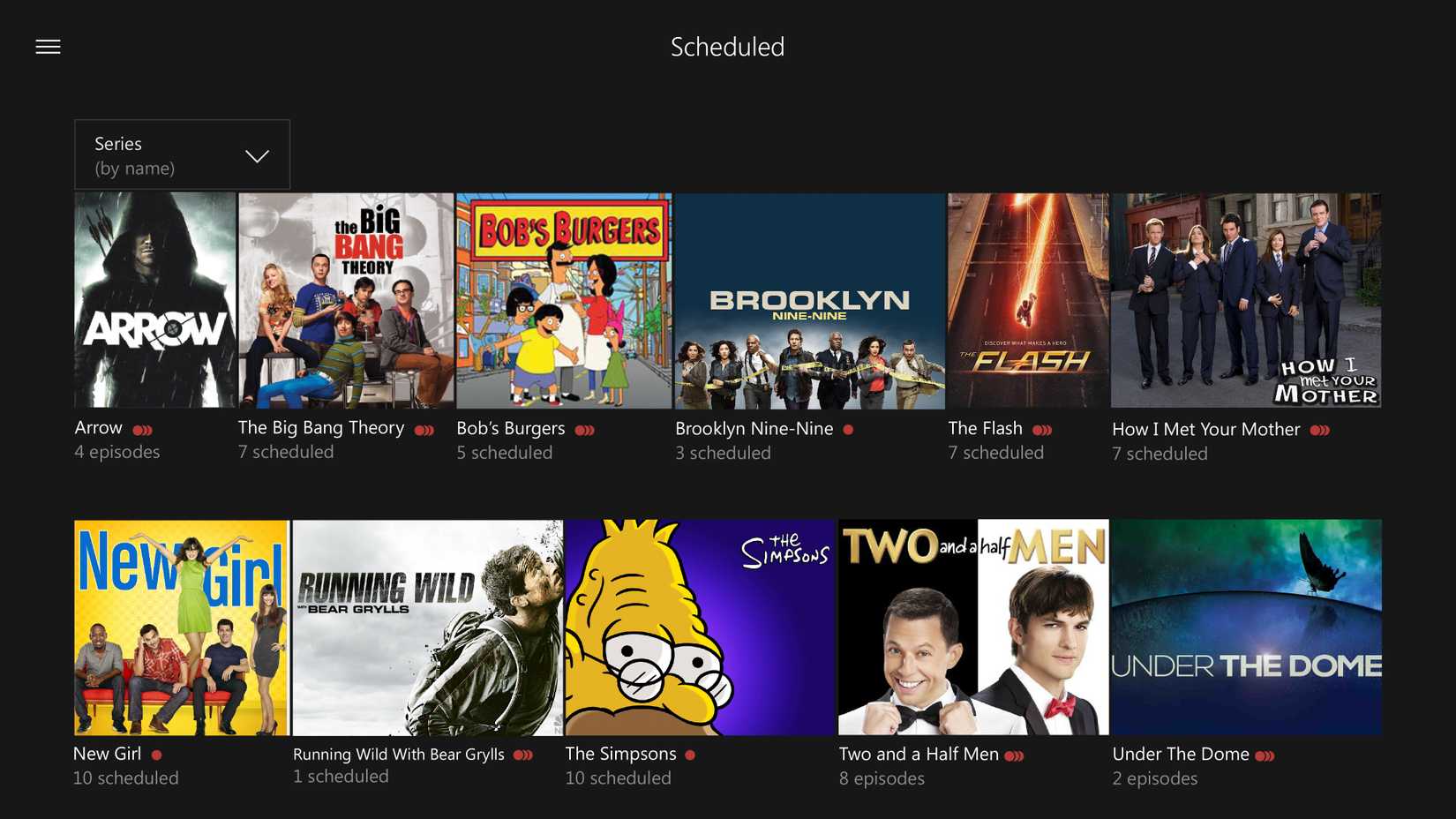 Scheduled television series on DVR for Over-the-Air TV