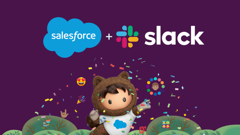 The official Salesforce and Slack combined-brand graphic.