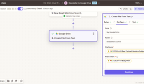 Mapping a Zap to a Google Drive folder for extracting email HTML.