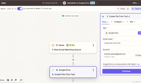 Setting Google Drive's Create Document action in Zapier