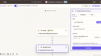 Setting Google Drive's Create Document action in Zapier