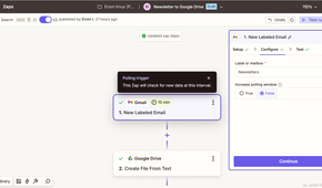 Selecting Gmail as the trigger app in a new Zapier Zap.