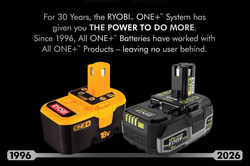 ryobi ni-cad and lithium batteries side by side 1996 to 2026