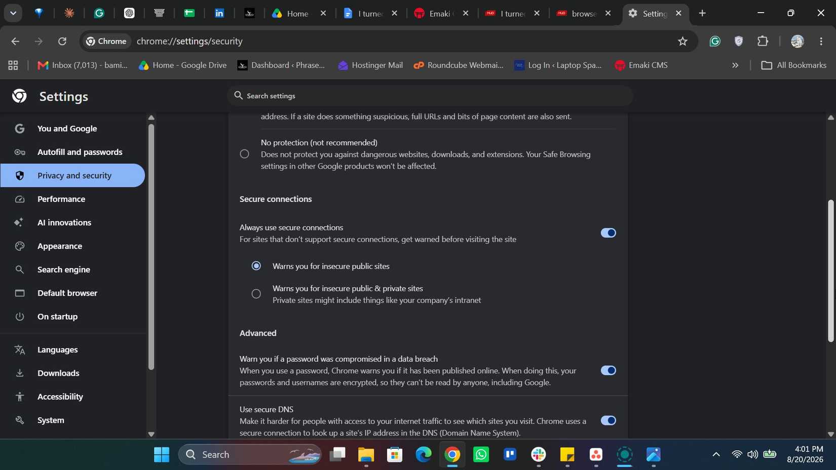 Always use secure connection in Chrome